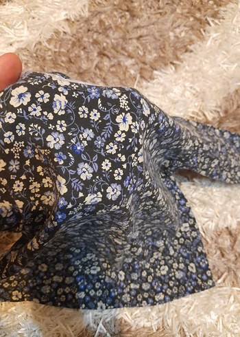 Kız Çocuk Çiçek Desenli Kısa Kollu Gri Tişört - Görsel 4