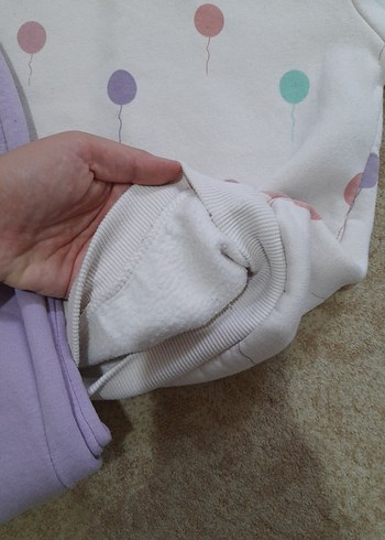 6 Yaş Beden mor Renk Bebek Kız Mor Baskılı Sweatshirt ve Pantolon Takımı