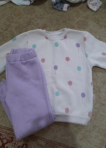 Diğer Bebek Kız Mor Baskılı Sweatshirt ve Pantolon Takımı