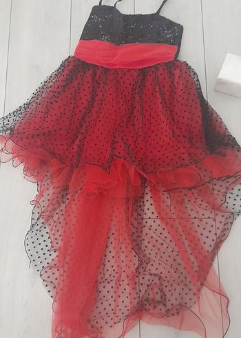 Diğer Diger Kırmızı Mini Straplez Volanlı cocuk Elbise