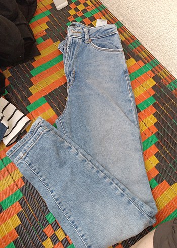 Kadın Renkli Bağlamalı Regular Fit Denim Pantolon