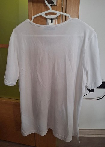 l Beden Beyaz Simli Baskılı Kısa Kollu T-shirt