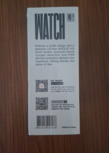 Tecno Watch Pro 2 Akıllı Saat Siyah