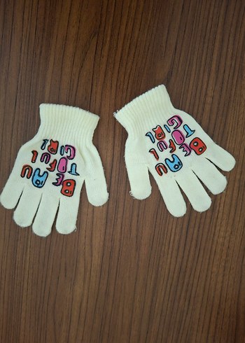 Renkli Baskılı Örgü Kız Eldiveni - Görsel 2