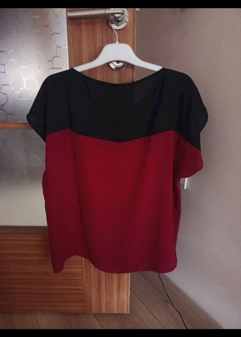 Bordo Siyah Kısa Kollu Payetli Kadın Bluz - Görsel 4