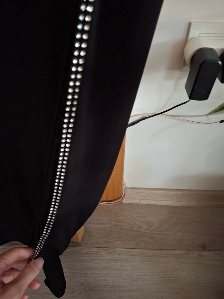 Taşlı Drapeli Siyah Midi Straplez Elbise - Görsel 5