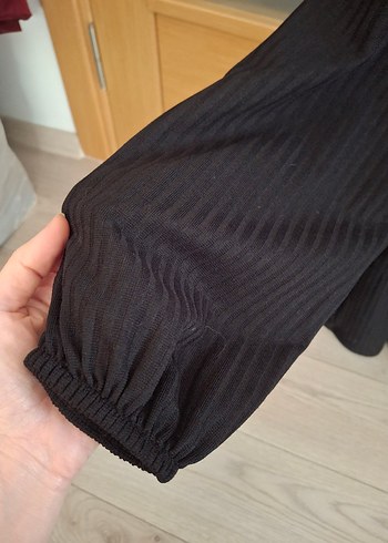 Siyah Piliseli Uzun Kollu Triko Elbise - Görsel 5