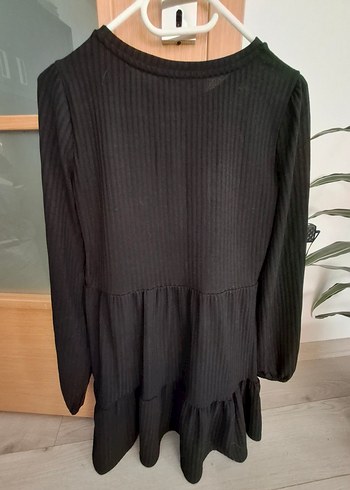 Siyah Piliseli Uzun Kollu Triko Elbise - Görsel 2