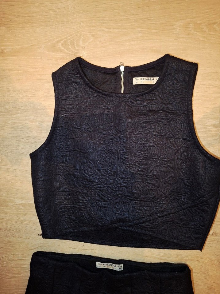 Siyah Kabartma Desenli İkili Takım - Görsel 2