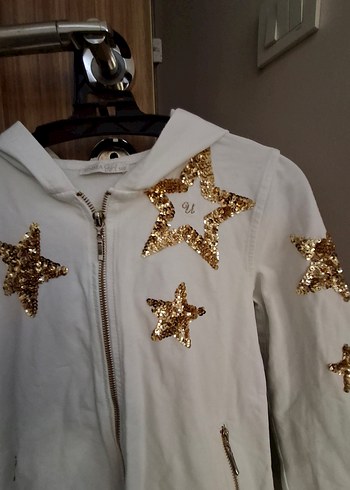 Kızlar için Parlak Payetli Fermuarlı Sweatshirt - Görsel 2