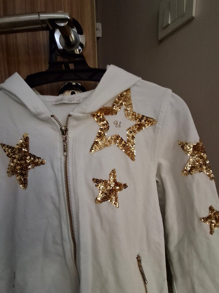 Kızlar için Parlak Payetli Fermuarlı Sweatshirt - Görsel 2