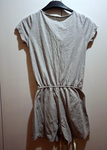 Gri V Yaka Keten Kadın Tulum - Görsel 2