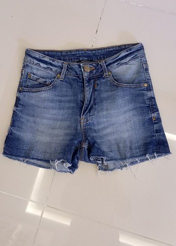Mavi Mini Kot Şort Rahat Kesim