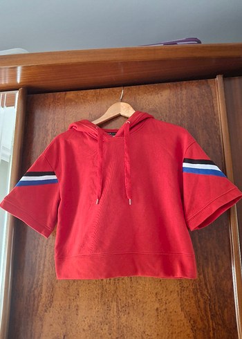 Bershka Kirmizi Kapusonlu Spor Sweatshirt
