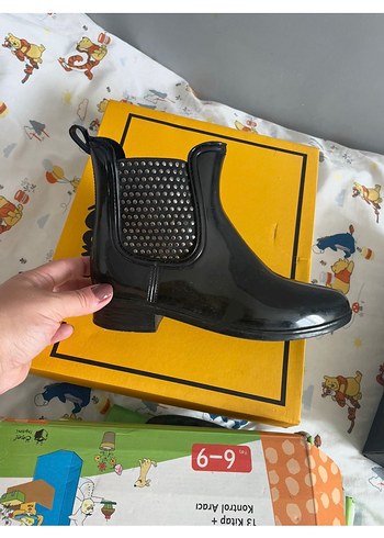 Yağmur çizmesi Siyah Tokalı Kadın Lastik Bot - Görsel 2