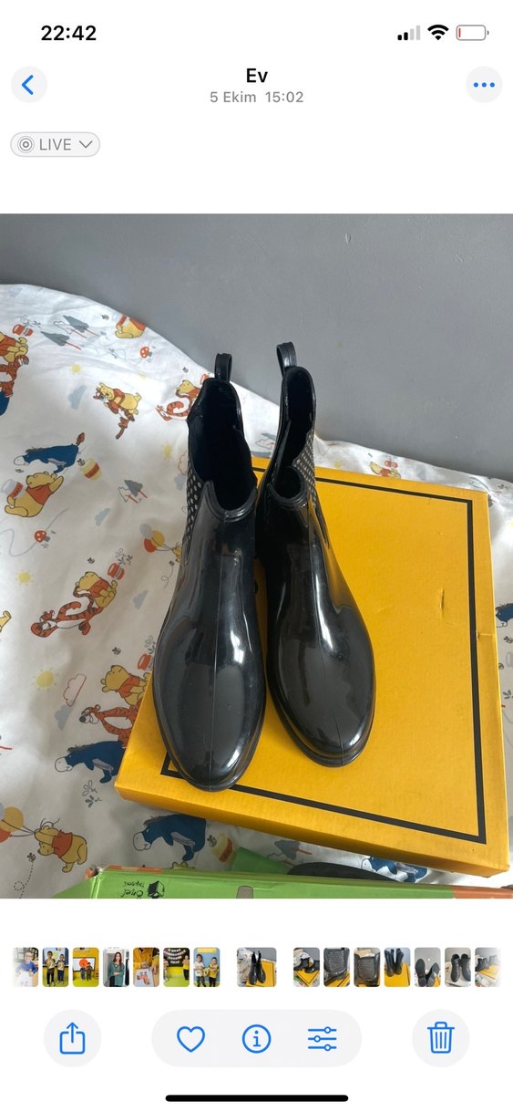 Yağmur çizmesi Siyah Tokalı Kadın Lastik Bot - Görsel 3