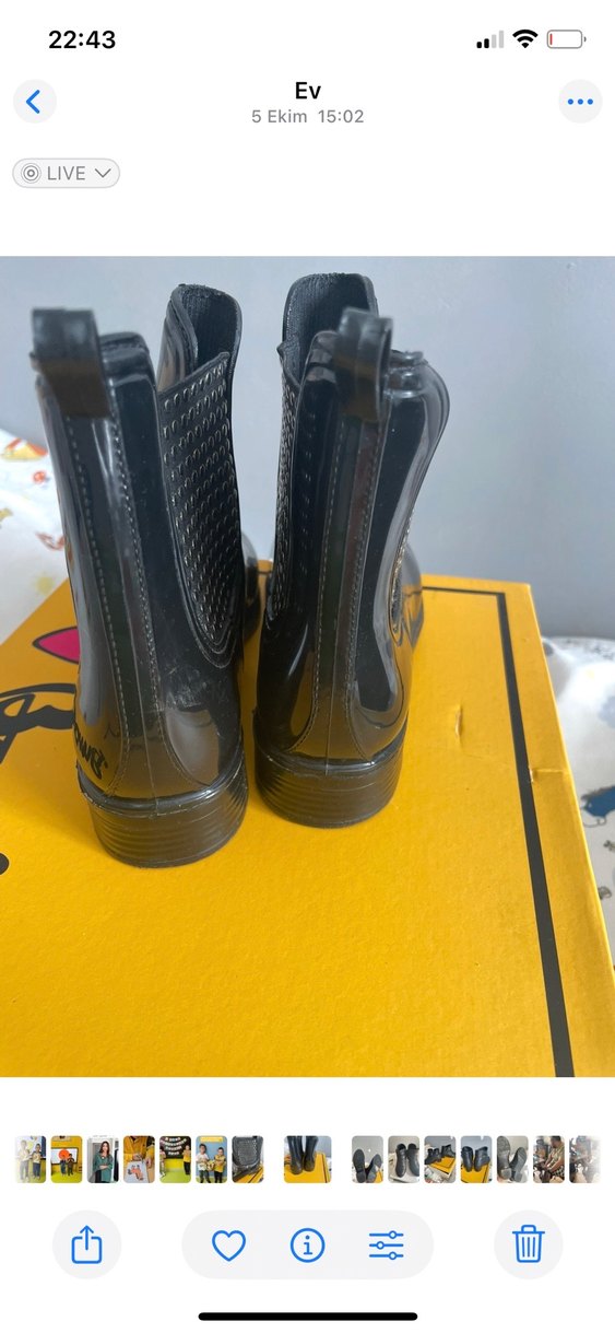 Yağmur çizmesi Siyah Tokalı Kadın Lastik Bot - Görsel 5