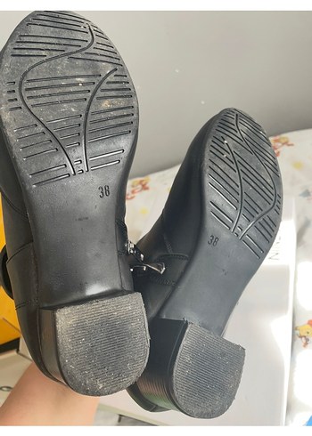 Hakiki deri tokalı Siyah Deri Kadın Bot - Blok Topuk - Görsel 4