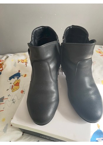 Hakiki deri tokalı Siyah Deri Kadın Bot - Blok Topuk - Görsel 2