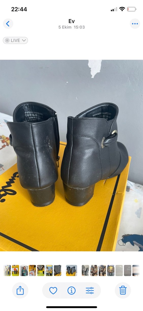 Hakiki deri tokalı  Siyah Deri Kadın Bot - Blok Topuk - Görsel 3