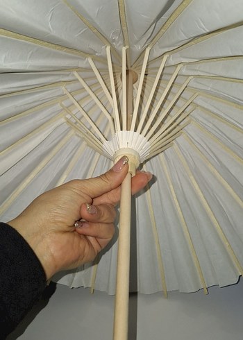 Bej Katlanabilir Ahşap ŞEMSİYE - Görsel 4