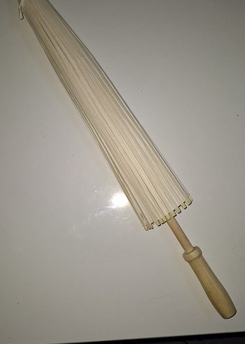 Bej Katlanabilir Ahşap ŞEMSİYE - Görsel 3