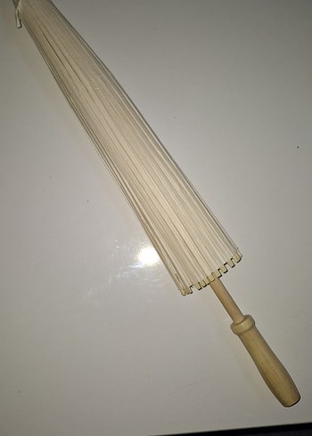 Bej Katlanabilir Ahşap ŞEMSİYE - Görsel 2