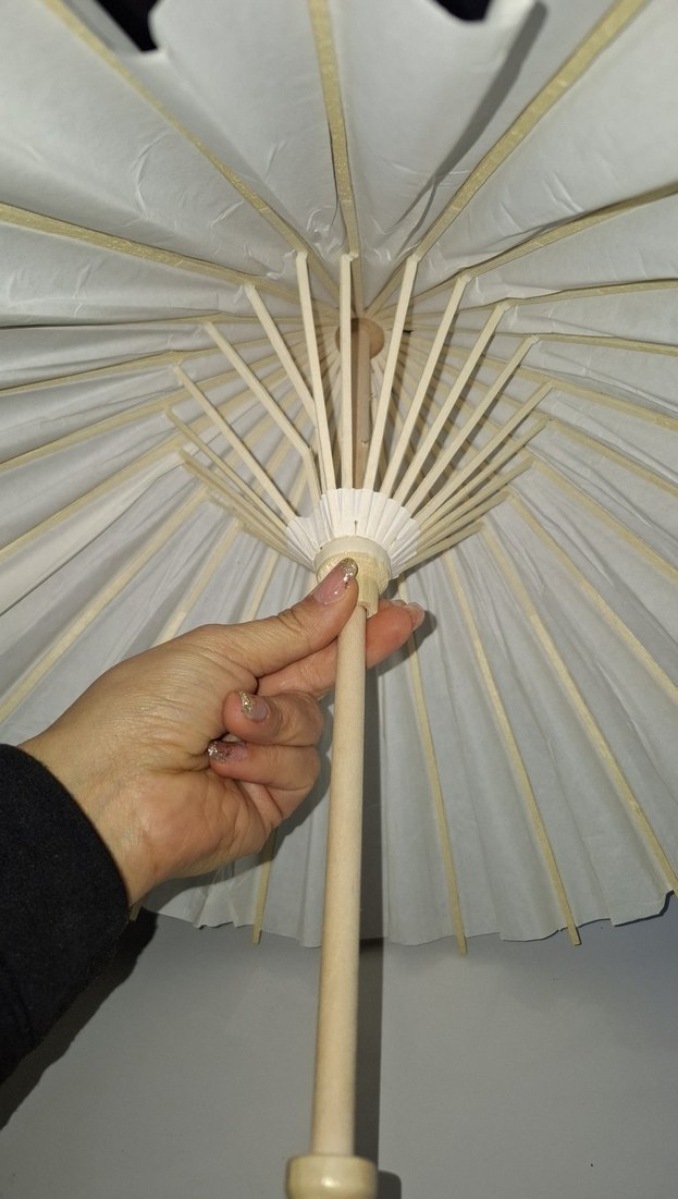 Bej Katlanabilir Ahşap ŞEMSİYE - Görsel 4