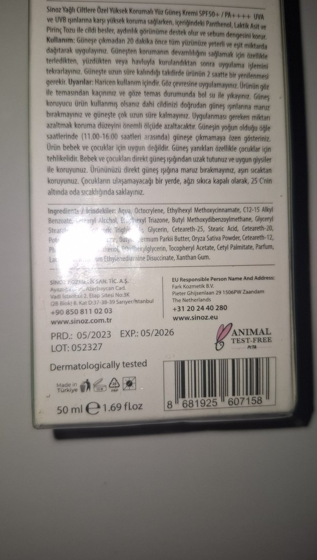Sinoz Yağlı Ciltler için SPF50 Güneş Kremi - Görsel 5