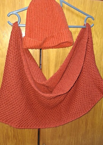 TURUNCU Örgü Bere ve Boyunluk Seti - Görsel 5