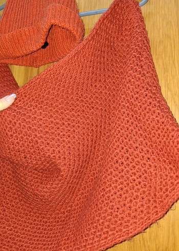 TURUNCU Örgü Bere ve Boyunluk Seti - Görsel 4