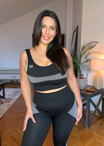 Siyah Spor Kadın Tayt Takım, Gym ve Yoga ikili takım - Görsel 4