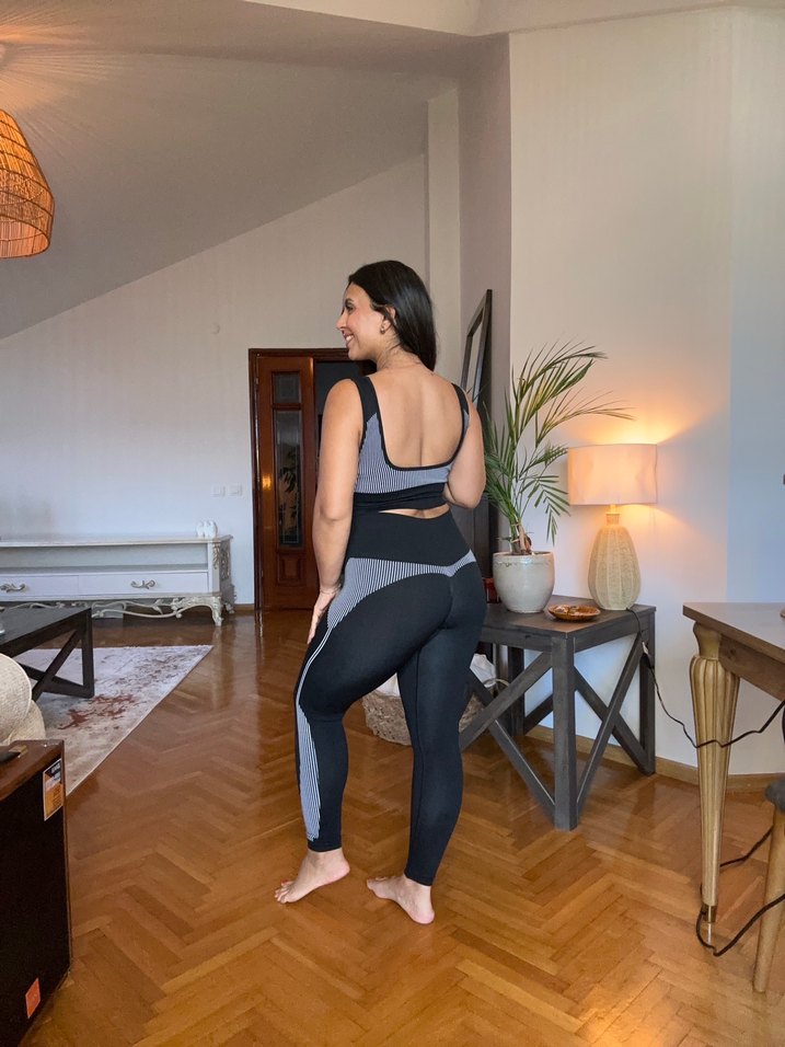 Siyah Spor Kadın Tayt Takım, Gym ve Yoga ikili takım - Görsel 2