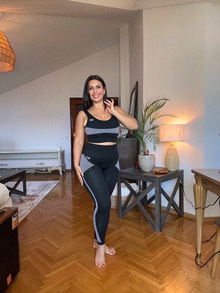 Siyah Spor Kadın Tayt Takım, Gym ve Yoga ikili takım - Görsel 3