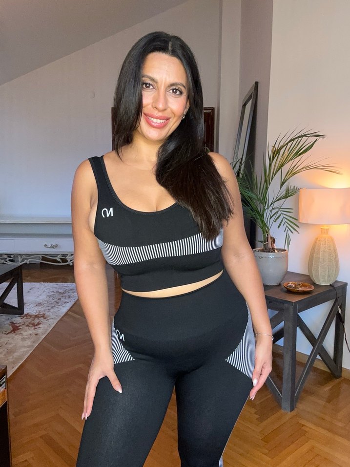 Siyah Spor Kadın Tayt Takım, Gym ve Yoga ikili takım - Görsel 4