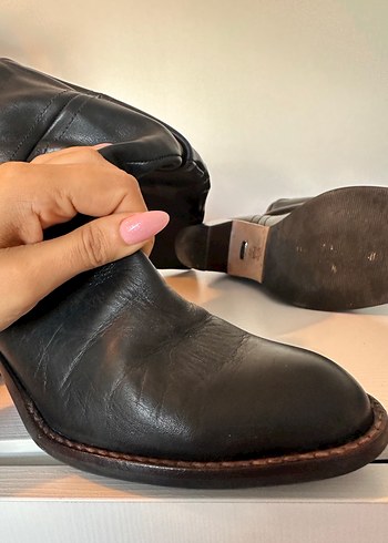 İtalyan Hakiki Deri Kadın Siyah Çizme - Görsel 4