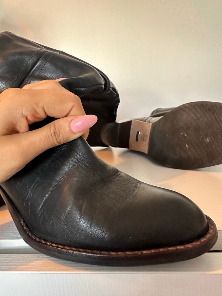 İtalyan Hakiki Deri Kadın Siyah Çizme - Görsel 4