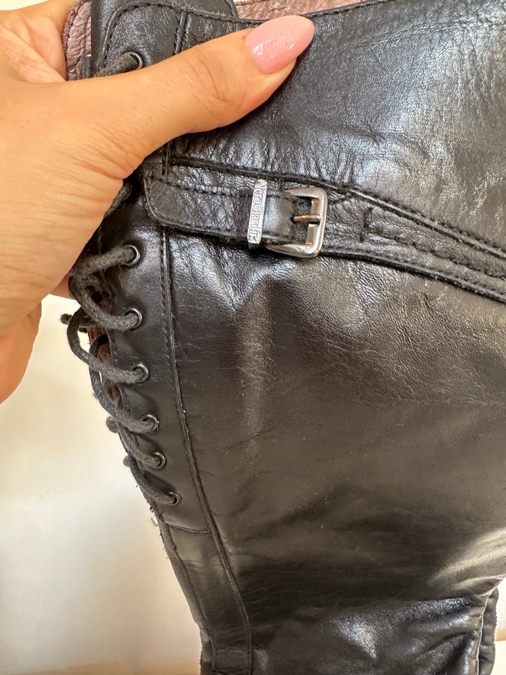 Kadın Siyah Deri Dizüstü Tokalı Bot - Görsel 3