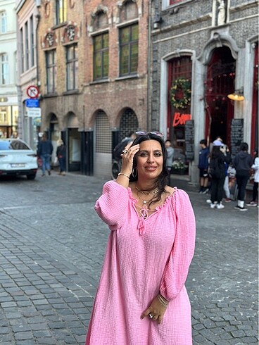 universal Beden pembe Renk Müslin kumaş, pembe elbise. Tek beden