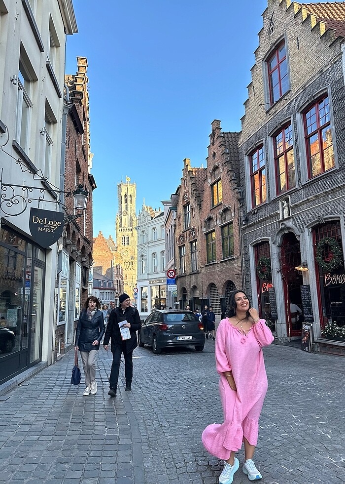 Müslin kumaş, pembe elbise. Tek beden - Görsel 5