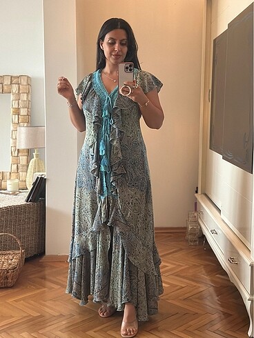 İspanyadan alındı,ipek,etnik uzun elbise - Görsel 8