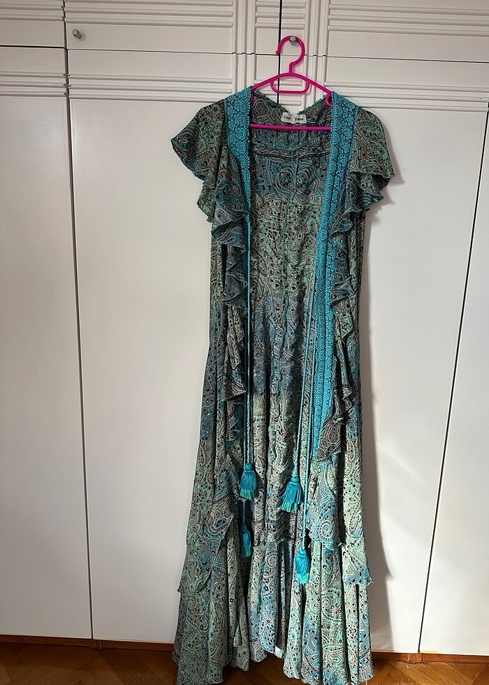 İspanyadan alındı,ipek,etnik uzun elbise - Görsel 2