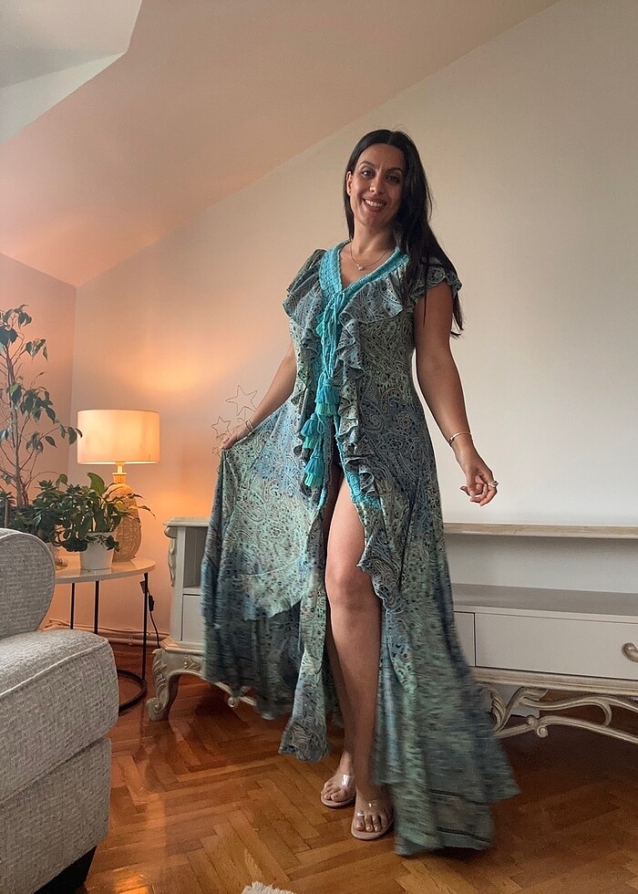 İspanyadan alındı,ipek,etnik uzun elbise - Görsel 4