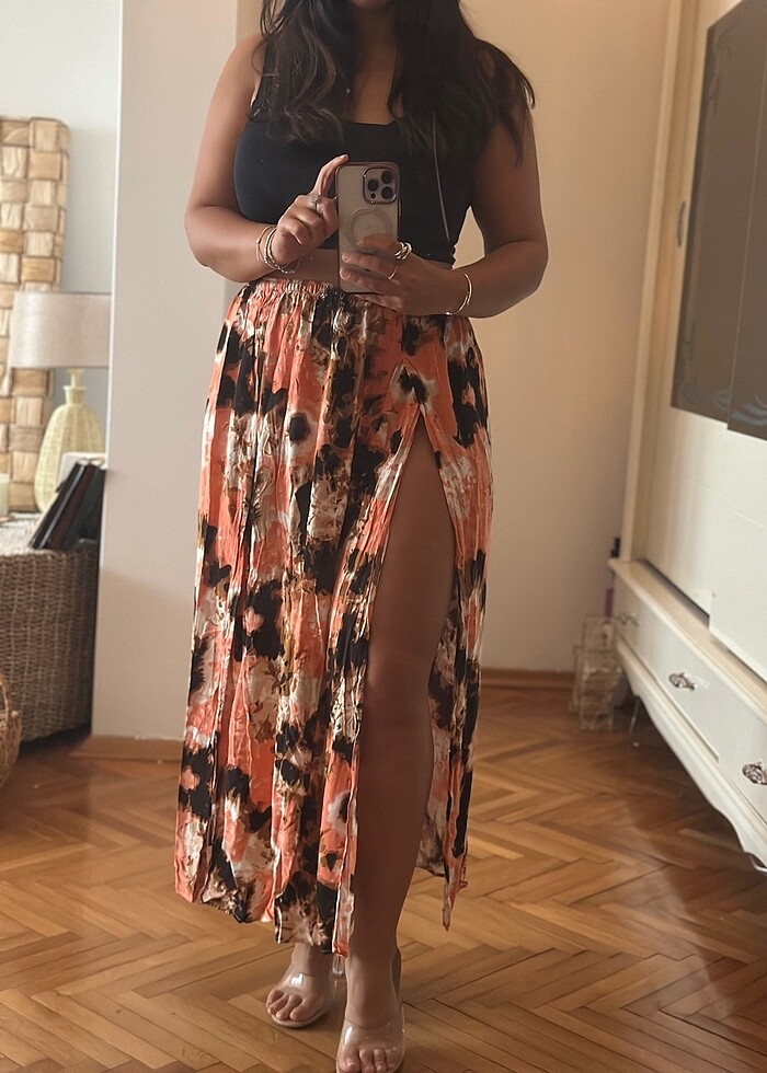 Flow by Saba Tümer çift yırtmaç etek - Görsel 2