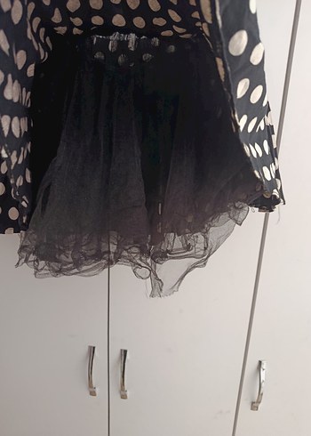 Puantiye Desenli Siyah Fırfırlı kız çocuk Etek - Görsel 2