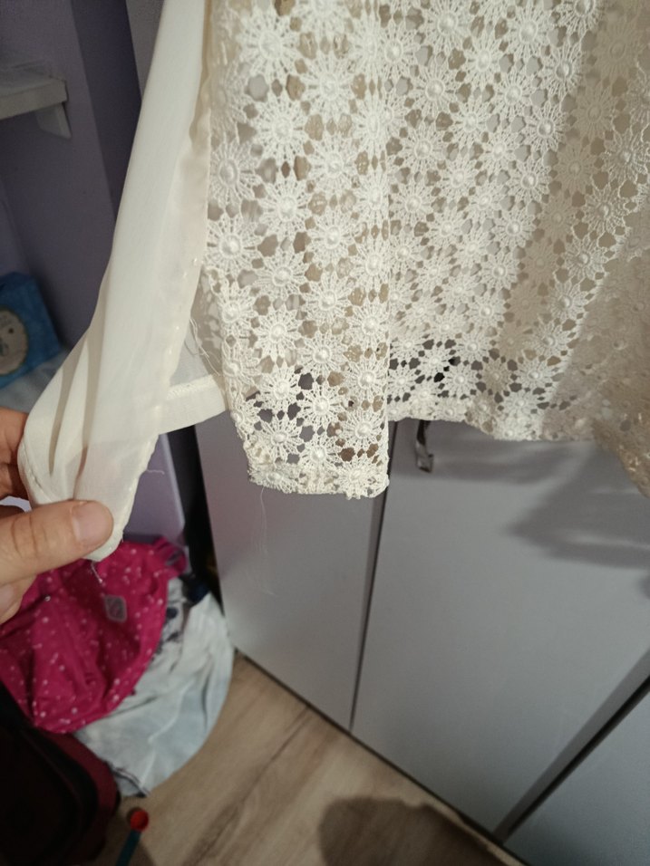 Dantel Detaylı Beyaz Bohem Uzun Kollu Bluz - Görsel 2