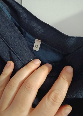 yırtmaçlı lacivert kalem Etek - Görsel 2