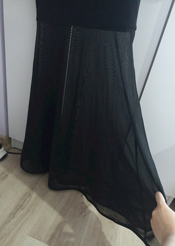 Siyah Dantel Detaylı Uzun  Abiye Elbise - Görsel 5