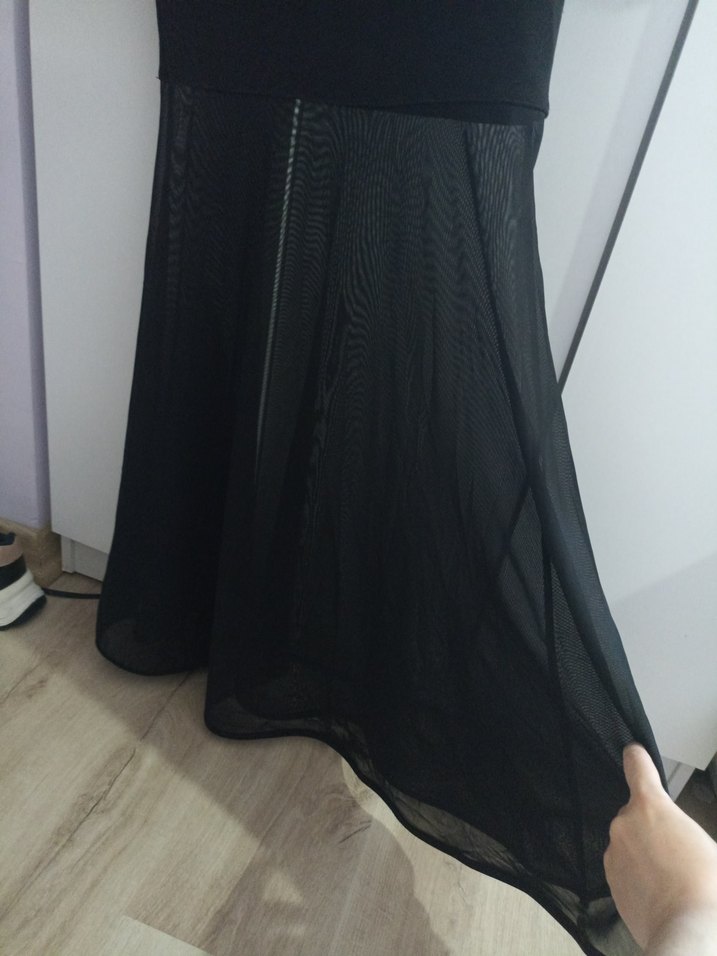 Siyah Dantel Detaylı Uzun  Abiye Elbise - Görsel 5