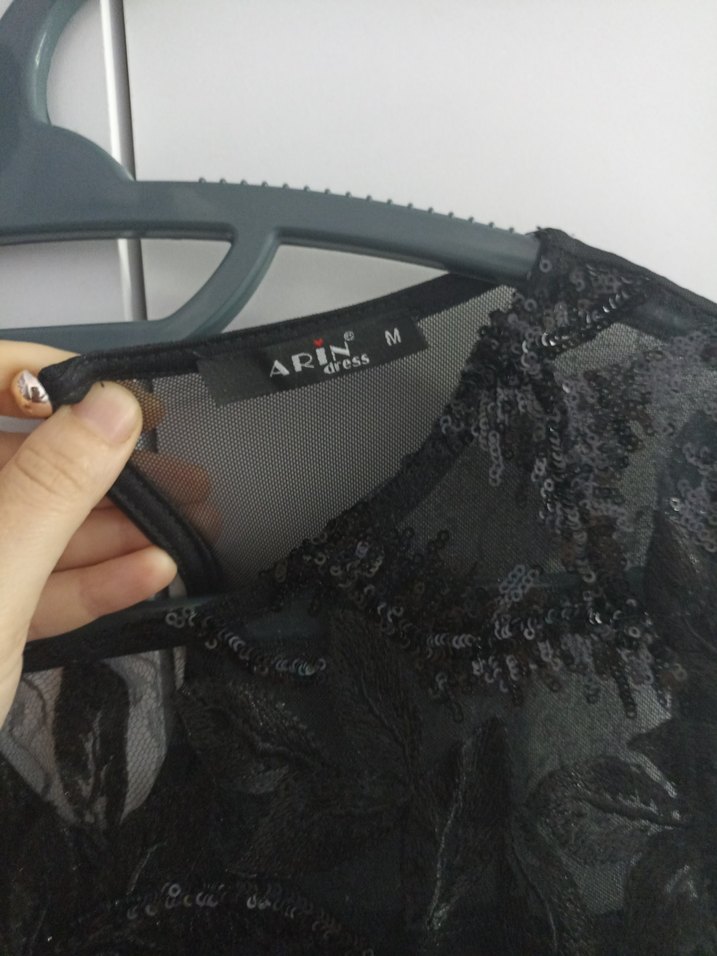 Siyah Dantel Detaylı Uzun  Abiye Elbise - Görsel 4